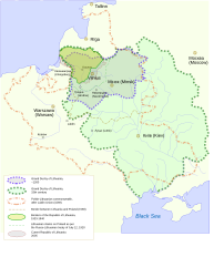 Évolution du territoire lituanien de la formation du Grand-duché jusqu'à aujourd'hui. Au XVe siècle, le grand-duché de Lituanie s'étendait de la Baltique à la Mer Noire. (image vectorielle)