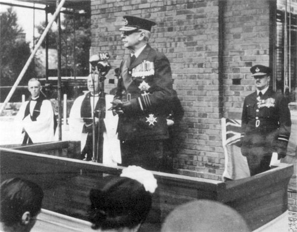 The Earl of Bandon (right) with Air Chief Marshal Lord Dowding, who is laying the foundation stone at the Battle of Britain Memorial Chapel at Biggin 