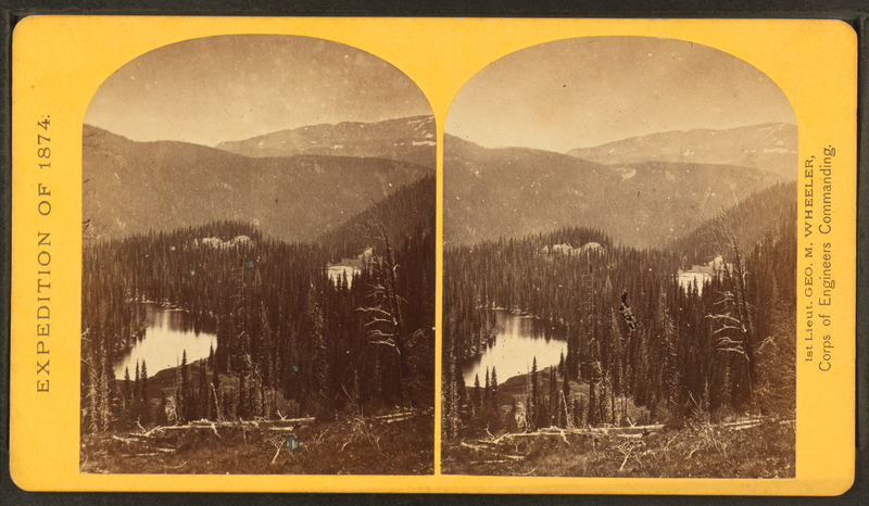 File:Lost Lakes, head of Conejos Cañon, Colorado, in the Sierra San Juan range, near divide between Conejos and south fork of Alamosa Rivers, surrounded by a forest of Douglass spruce, and approximately 11,00..., by O’Sullivan, Timothy H., 1840-1882 2.png