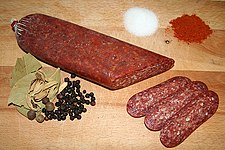 Lukanka, a traditional Bulgarian cold cut Lukanka.jpg