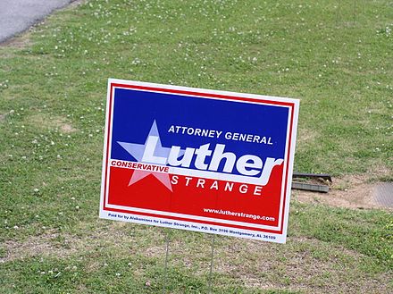 Luther Strange campaign sign, 2010
