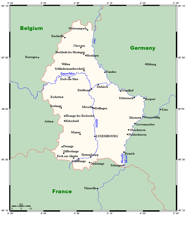 luxembourg country map