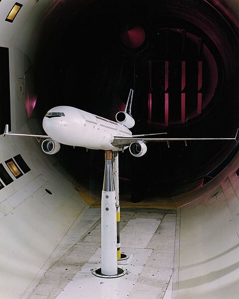 File:MD-11 model front view in 12 Foot wind tunnel.jpg