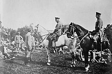 Generalfeldmarschall August von Mackensen visiting an Austro-Hungarian unit during the Serbian campaign. MackensenSerbia1915.jpg