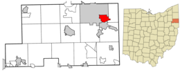 Location of Campbell in Mahoning County and in the State of Ohio