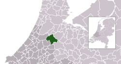 Highlighted position of Nieuwkoop in a municipal map of South Holland