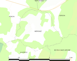 Mapa obce Mérignat