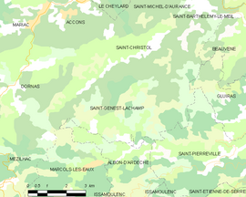 Mapa obce Saint-Genest-Lachamp