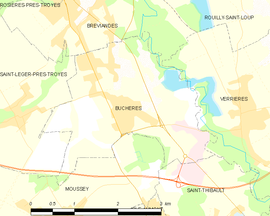 Mapa obce Buchères