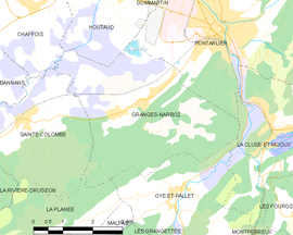 Mapa obce Granges-Narboz