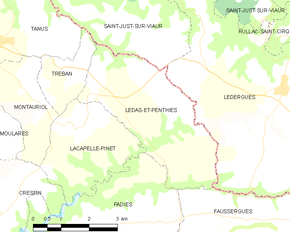 Poziția localității Lédas-et-Penthiès