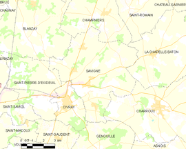 Mapa obce Savigné