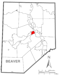 Mapa Beaver, Beaver County, Pennsylvania Highlighted.png