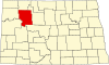 Map of North Dakota highlighting Mountrail County