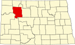 State map highlighting Mountrail County