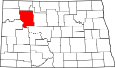 Map of North Dakota highlighting Mountrail County.svg