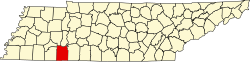 map of Tennessee highlighting Hardin County