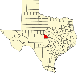 Map of San Saba County within Texas