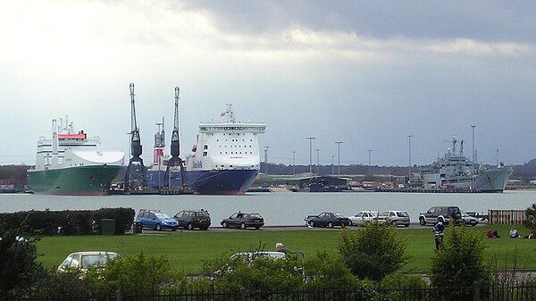 Marchwood military port in 2004 viewed from Southampton