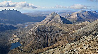 The Red Cuillin, with the Black Cuillin in the distance