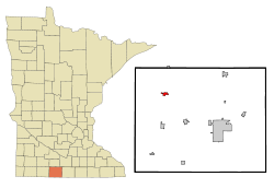 特里蒙特在馬丁縣及明尼蘇達州的位置（以紅色標示）
