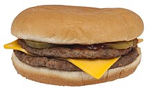 A McDonald's cheeseburger McDonald's Double Cheeseburger (1).jpg