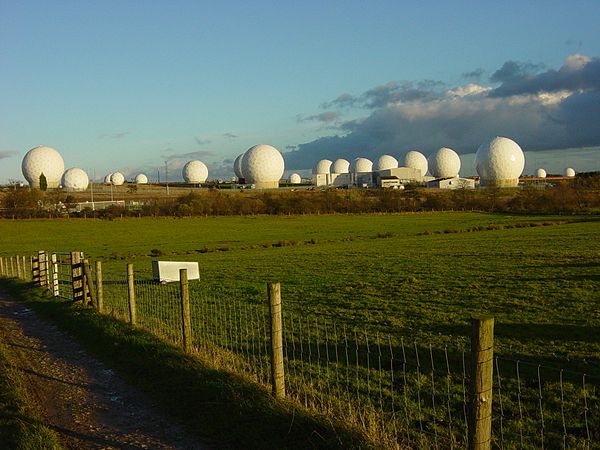 RAF Menwith Hill, a large site in the United Kingdom, part of ECHELON and the UKUSA Agreement in 2005