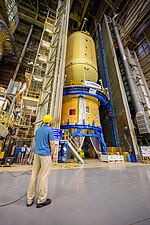 Thumbnail for File:NASA Readies Artemis II with the Core Stage Forward Join (MAF 20210428 CS2 LOX fwdJoin EPB 029).jpg
