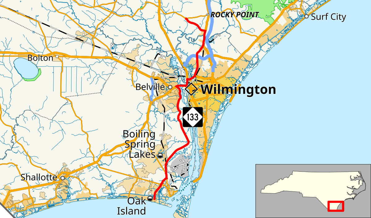 map of wilmington north carolina North Carolina Highway 133 Wikipedia map of wilmington north carolina