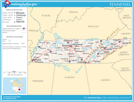 Kaart van State of Tennessee