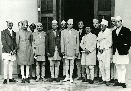 Leading figures of the Nepali Congress and King Tribhuvan