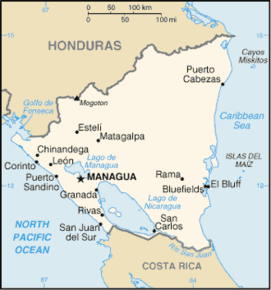 Kart over Republikken Nicaragua