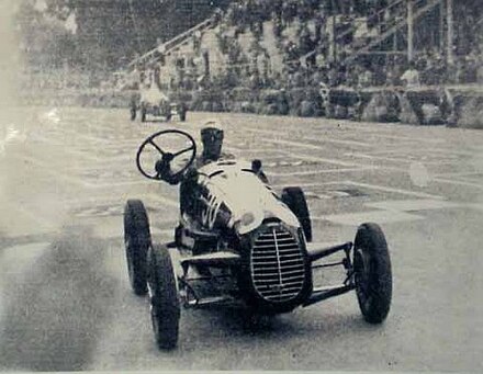 Steering wheel adrift on his Cisitalia D46, Nuvolari finishes 13th in the 1946 Coppa Brezzi
