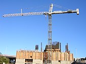 Construction site and tower crane as of July 16, 2006, a few days before the accident. One Rincon Hill Construction.JPG