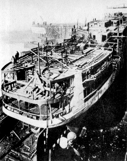 Orizaba under construction at William Cramp & Sons in Philadelphia, c. 1917