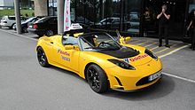 Tesla Roadster providing taxi cab service in Oslo Oslo taxi Tesla.jpg