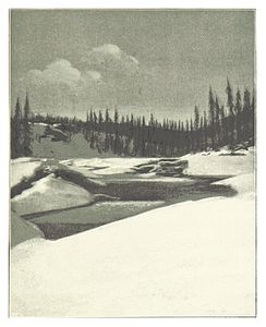 PIKE (1896) p151 La rupture de la glace sur la rivière Frances.jpg