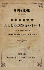 Józef Ignacy Kraszewski, O postępie