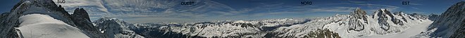 view of the mountains of the Mont Blanc massif seen from the north-east