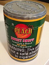 Container of Peach dry snuff, made in the United States Peach Dry Snuff.JPG