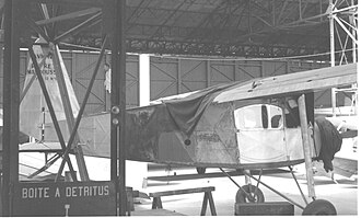 The P-M XI No.02 stored in 1957. This aircraft flew from Paris to Tananarive, Madagascar, in December 1931 Peyret-Mauboussin PM XI Mitry 29.05.57.jpg