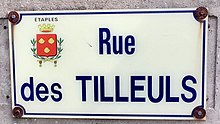 Foto af et gade skilt taget i byen Étaples - Rue des Tilleuls.jpg