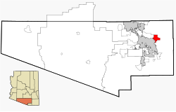 Расположение в округе Пима и штате Аризона