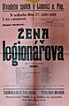 Plakát hry Žena legionářova, divadlo v Lomnici nad Popelkou 27. září 1919