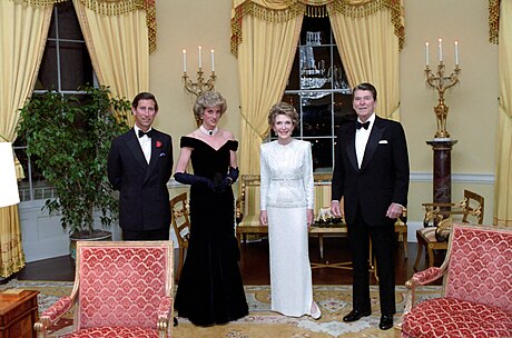 The Prince and Princess of Wales with Nancy Reagan and Ronald Reagan in November 1985