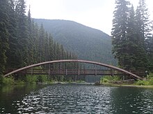 Rainbow Bridge, crossing the narrows of the lake.