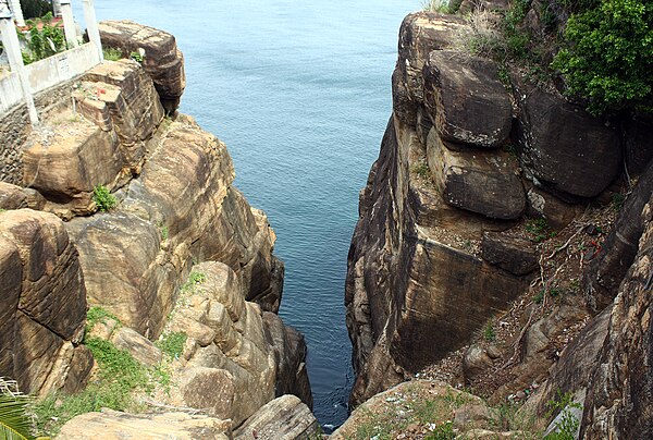 Lovers' Leap or Ravana's Cleft at Swami Rock temple entrance.