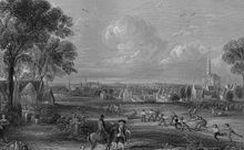 Yardside farm to the left was the site of Riccarton castle. The boys on Riccarton green are playing a game of the Scots and the English. Riccartonyardside.jpg