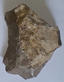 Rock sample from the fourth (upper) member, collected in Miheno Rock sample 7 Upper limestone formation Miheno.jpg