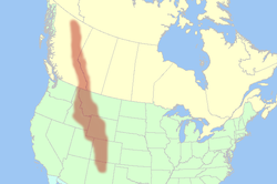 Skalnaté hory na mapě Severní Ameriky